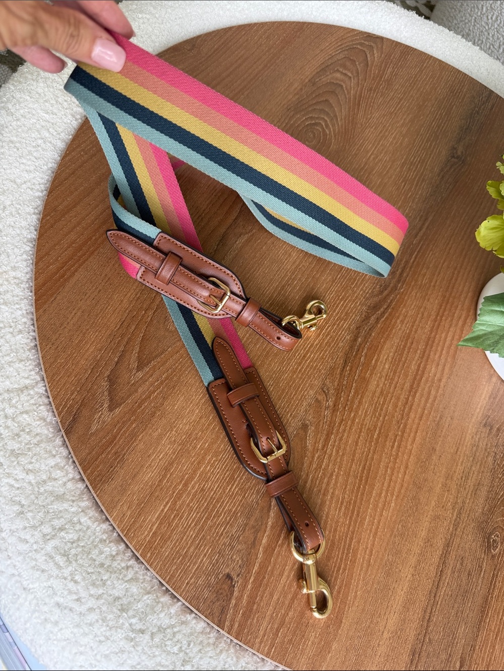 Coach Multicolor Striped Webbing Leather Adjustable Crossbody Bag Strap